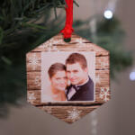 NagyAjándék Fényképes karácsonyfadísz, hatszög alakú