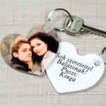 NagyAjándék Szív alakú fényképes kulcstartó felirattal