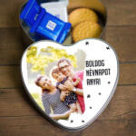 NagyAjándék Szív alakú fényképes fémdoboz felirattal
