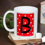 NagyAjándék Pöttyös monogramos rózsaszín bögre