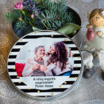 NagyAjándék Fényképes csíkos fém doboz