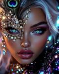 NORIMPEX - Puzzle Tablou Diamant: Femeie cu o mască de păun 30x40cm - 1 - 39 piese