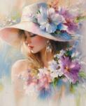 NORIMPEX - Puzzle Tablou Diamant: Femeie cu flori 30x40cm - 1 - 39 piese