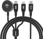 Dudao Cablu pentru incarcare si transfer de date Dudao A12 Max Plus 3 in 1, USB-C la USB-C/Lightning, Incarcator wireless 2.5W Apple Watch integrat, 1.2m, Negru (6976625333523)