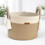  Nagy Pamut Kosár Fogantyúkkal 35cm Handmade Kézzel Lengyel (KB002)