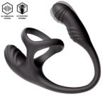 Guilty Toys Inel de Penis cu Stimulator Anal, Bluetooth Control, 10 Moduri Vibratii, 10 Moduri Rotatii, Silicon, USB, Negru, Guilty Toys