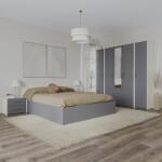 haaus Set dormitor Malmo V10, Pat 200 x 140 cm, Stejar Alb/Antracit (923167)