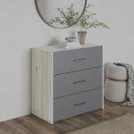 haaus Comoda Malmo, 3 Sertare, Stejar Alb/Antracit, 80 x 42 x 80 cm (922795)