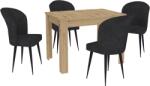 haaus Set Masa Zeta, Stejar Artisan, 4 Scaune, Negre, 102 x 69 x 75 cm (925390)