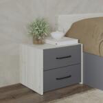 haaus Set 2 Noptiere Malmo, 2 Sertare, Stejar Alb/Antracit, 50 x 40 x 40 cm (923976)