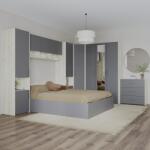 haaus Set dormitor Malmo V6, Pat 200 x 140 cm, Stejar Alb/Antracit (923129)