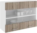 haaus Corp Superior Karo, 2 Usi, cu sticla, Stejar Sonoma Inchis/Alb, 80 x 30 x 60 cm (917463)