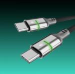 AVAX CB633 STEELY LED USB-C - USB-C fonott gyorstöltő kábel 60W 2m fekete (CB633)