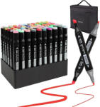Criando Set markere permanente, cu alcool, 60 culori, doua capete 1-6mm, 15 cm, geanta depozitare inclusa, Criando, MKR_60 (MKR_60) Sevalet