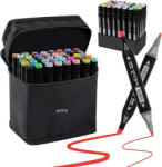 Criando Set markere permanente, cu alcool, 40 culori, doua capete 1-6mm, 15 cm, geanta depozitare inclusa, Criando, MKR_40 (MKR_40) Sevalet