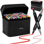 Criando Set markere permanente, cu alcool, 80 culori, doua capete 1-6mm, 15 cm, geanta depozitare inclusa, Criando, MKR_80 (MKR_80) Sevalet