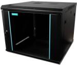 Spacer Cabinet Spacer 19Inch 9U 600x600MM Fixare pe Perete Flatpack (dezasamblat) Usa Sticla cu Blocare Panouri Detasabile Otel 1.5MM Sarcina Maxima 60KG Negru (SPCW-9U-600-BK-03)