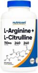 Nutricost L-Arginine + L-Citrulline, 750 mg, 240 capsule, Nutricost (71253 (288201) NC)