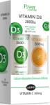 Power Health Vitamin D3 + Vitamin C, 2000 IU/500 mg, 2 x 20 comprimate efervescente, Power of Nature