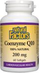 Natural Factors Coenzyme Q10, 200 mg, 60 capsule gelatinoase moi, Natural Factors