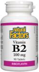Natural Factors Vitamin B2, 100 mg, 90 tablete, Natural Factors