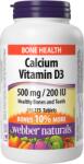 Webber Naturals Calcium + Vitamin D3, 500 mg/200 IU, 275 tablete, Webber Naturals