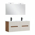 Leziter Trent Mobilier de baie 120 cm lavoar ceramic cu oglindă 60x120 cm sunset stejar-alb (TRENT120SSTF)