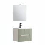 Leziter Trent mobilier de baie 60 cm lavoar ceramic (2 sertare) cu oglindă 60x80 cm alb-verde (TRENT60FZ)