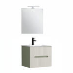 Leziter Trent mobilier de baie 60 cm ceramică chiuvetă (2 sertare) cu oglindă 60x80 cm verde-alb (TRENT60ZF)