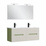 Leziter Trent Mobilier de baie 120 cm lavoar ceramic cu oglindă 60x120 cm verde deschis-alb (TRENT120VZF)