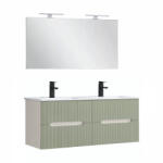 Leziter Trent Mobilier de baie 120 cm lavoar ceramic cu oglindă 60x120 cm alb-verde (TRENT120FZ)