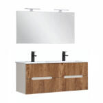 Leziter Trent Mobilier de baie 120 cm lavoar ceramic cu oglindă 60x120 cm stejar alb-sunset (TRENT120FSST)