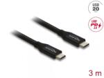 Delock Cablu Coaxial USB 20 Gbps 60W PD 3.1 3m Negru, Delock 81708 (81708)