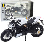 LEAN Toys Model de Motocicletă Sport Albă la Scară 1: 12 cu Elemente din Metal și Plastic, Efecte de Lumină și Sunet (22607)