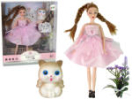 LEAN Toys Păpușa Emily cu pisicuță și flori (13913) Papusa