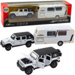 LEAN Toys Mașină de teren albă cu rulotă model la scară 1: 32 cu efecte de lumină și sunet (24747)