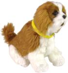 LEAN Toys Câine de pluș interactiv, rasa Cavalier, colorat maro și alb (12702)