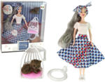 LEAN Toys Păpușa Emily cu părul gri și pisicuță pe leagăn (13910) Papusa