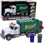 LEAN Toys Camion de Gunoi cu Coșuri de Gunoi, Lumini și Sunete, Verde 1: 14 (21437)