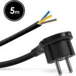 Delight Cablu de Retea cu Stecher din Plastic cu Clema - de 5 m - 3 x 1, 5 mm - Negru (05942C)