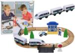 LEAN Toys Set de Tren din Lemn cu Tren și Accesorii (17928) Set model cale ferata