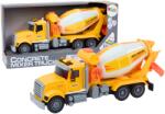 LEAN Toys Camion mixer pentru beton galben cu propulsie prin frecare, efecte luminoase și sonore (18721)