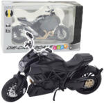 LEAN Toys Motocicletă Sport Metalică cu Lumini și Sunete, Elemente Aurii, Neagră, 1: 12 (22605)