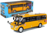 LEAN Toys Model de Autobuz Școlar din Metal cu Motor Pull-Back și Efecte Sonore și Luminoase (4499)