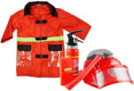 LEAN Toys Costum de Pompier Lean Toys cu Accesorii - Cască, Echipament de Pompier, Bară de Forțare, Roșu (158) Set bricolaj copii