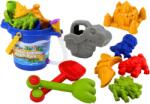 LEAN Toys Set de joacă pentru nisip cu tematică de dinozauri, cu stropitoare, lopată, greblă și forme (18518)