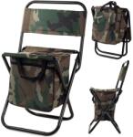 VERK GROUP Scaun pliabil de turism și pescuit cu model camuflaj și buzunar de depozitare (01234)