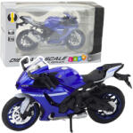 LEAN Toys Model Motocicletă Sport R1 din Metal cu Efecte de Sunet și Lumină, Albastru Marin 1: 12 (22628)