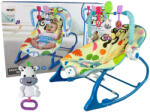 LEAN Toys Balansoar Inna 2 în 1 cu Vibrații și Jucării, Motiv Zebra, Culoare Albastră (9495) Sezlong balansoar bebelusi