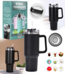 GordonToys Termos negru din oțel inoxidabil cu pai, 1200 ml (G873)